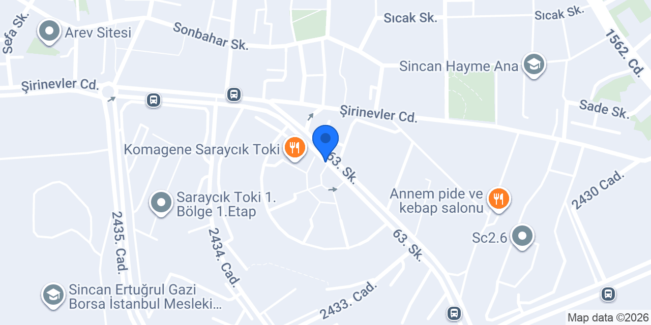 Sincan NOVA Veteriner kliniği konumu