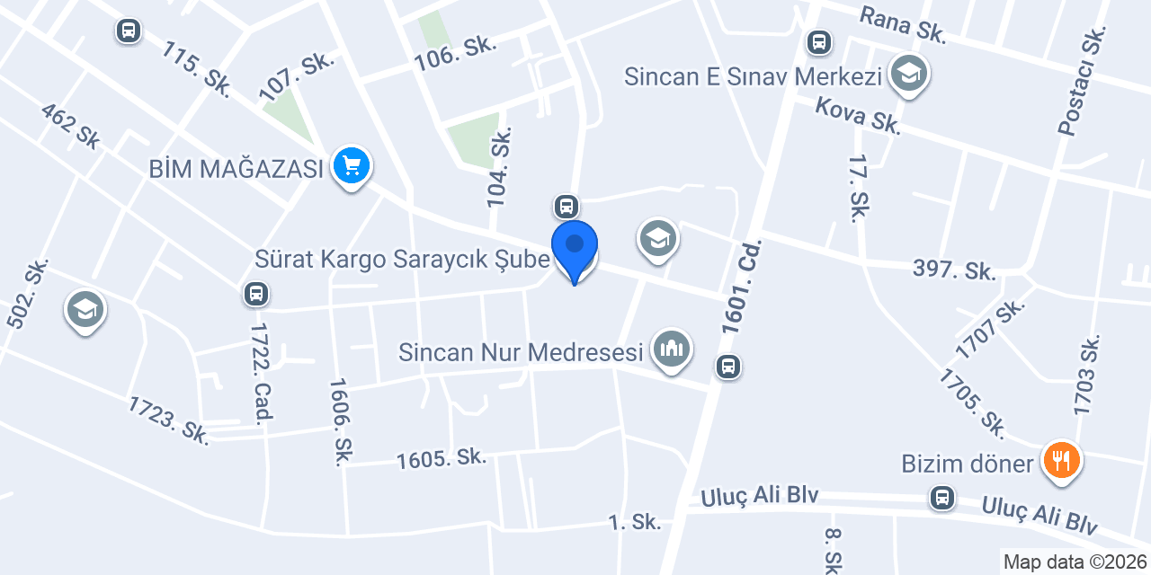 Sürat Kargo Saraycık Şube konumu