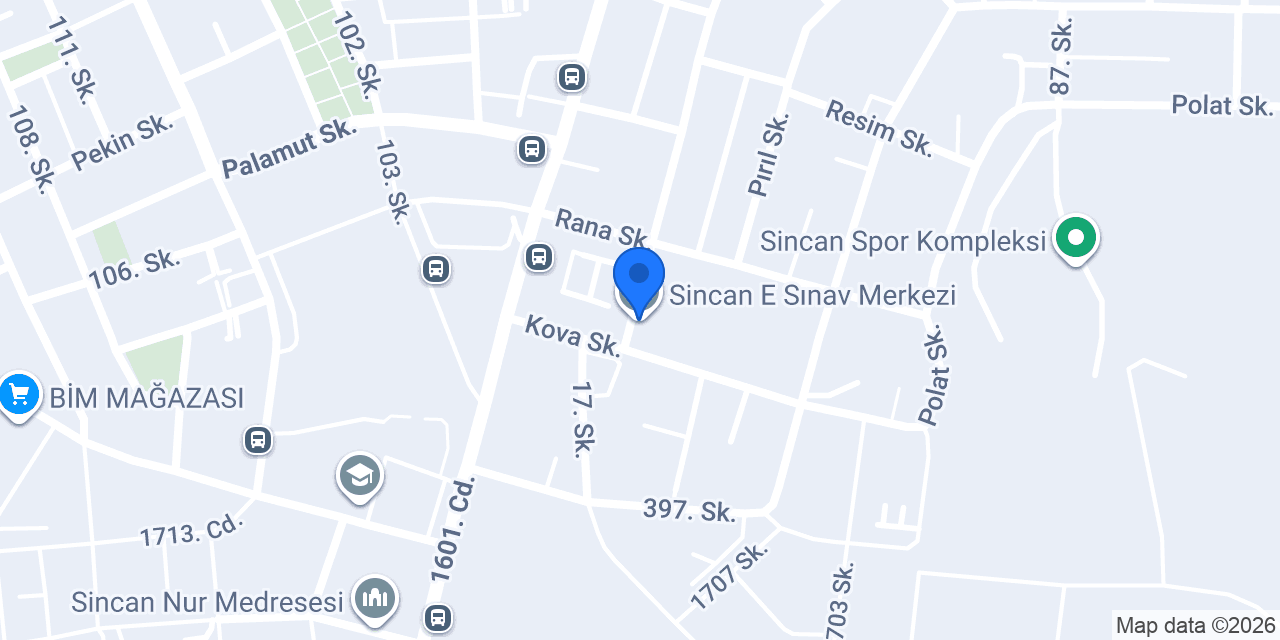 Sincan E Sınav Merkezi konumu