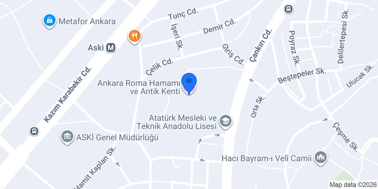 Ankara Roma Hamamı ve Antik Kenti konumu