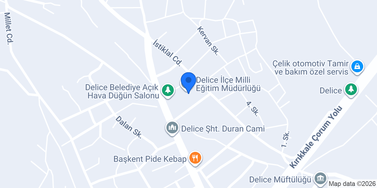 Delice İlçe Milli Eğitim Müdürlüğü konumu