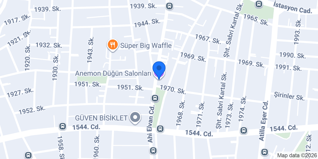 Anemon Düğün Salonları konumu