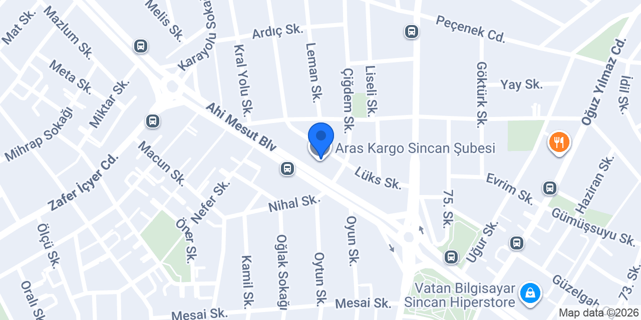 Aras Kargo Sincan Şubesi konumu