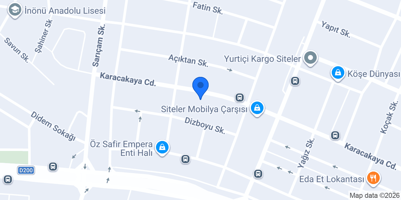 Özince Mobilya konumu