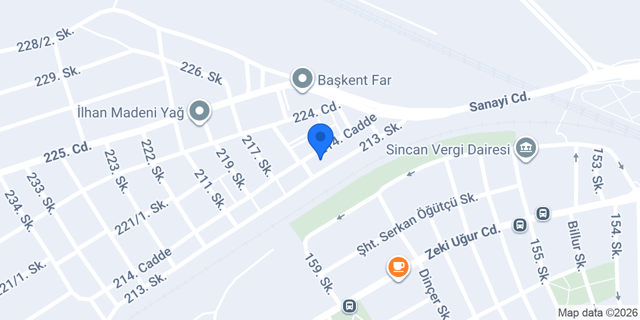 Sincan Biçer Oto Elektrik konumu