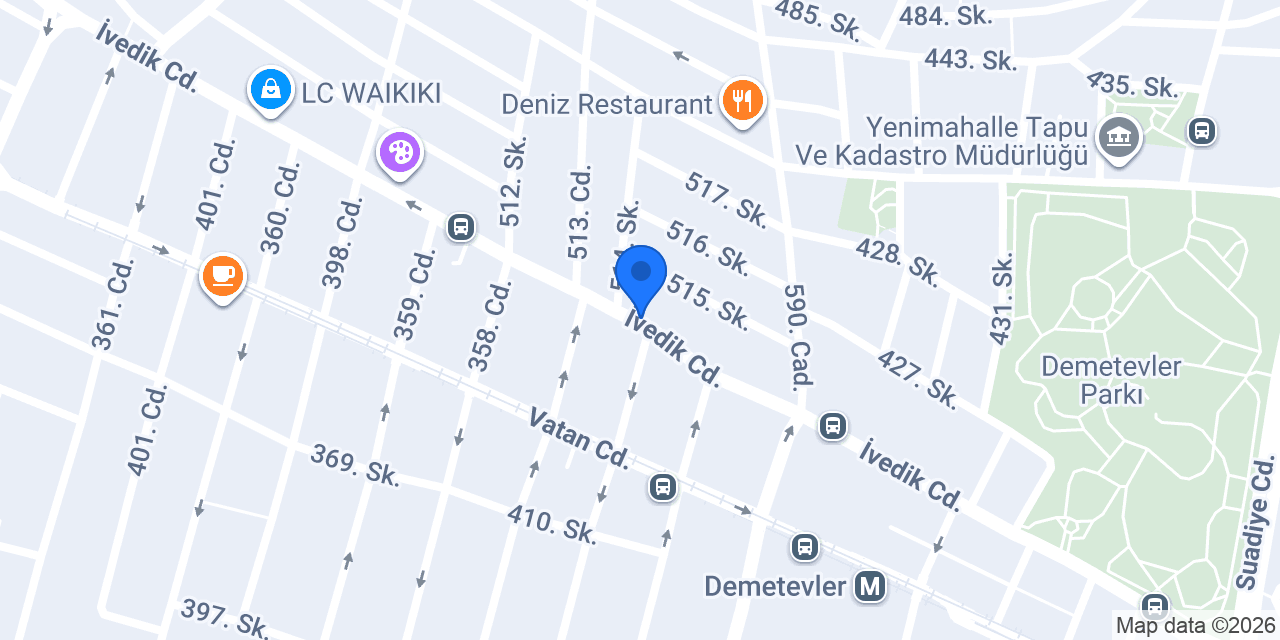 QNB Demetevler Şubesi konumu