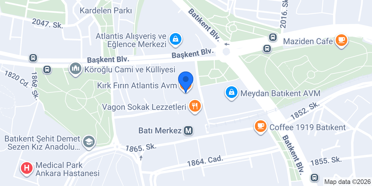 Kırk Fırın Atlantis Avm konumu