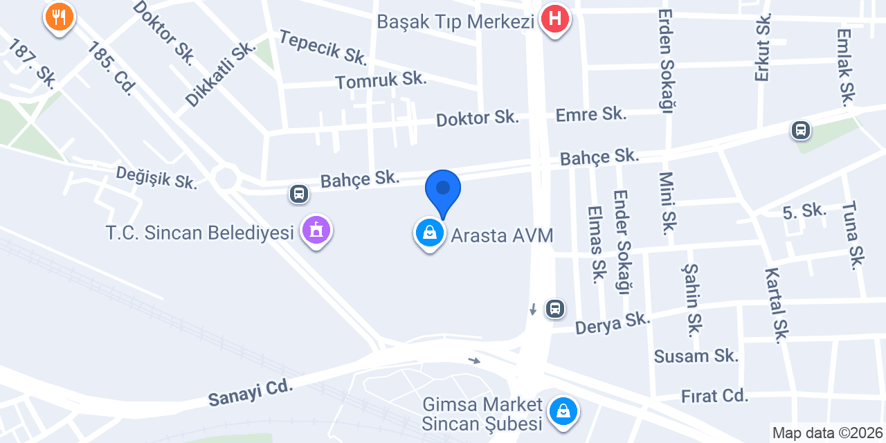 Milklaç - Ankara Sincan Arasta AVM konumu