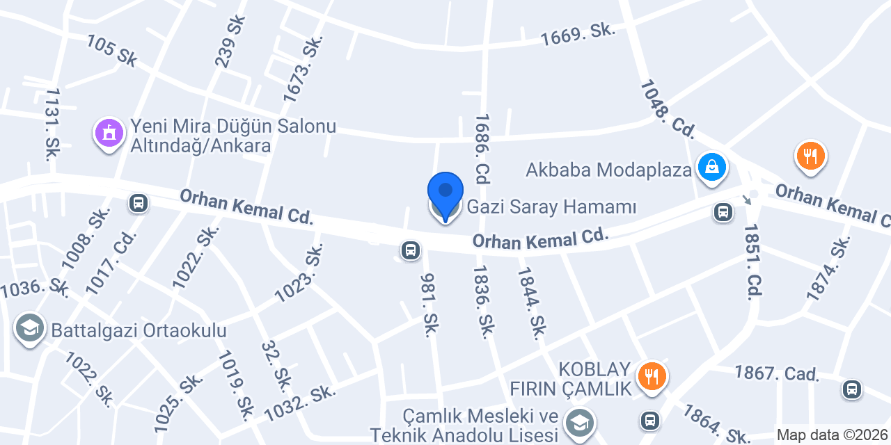 Gazi Saray Hamamı konumu