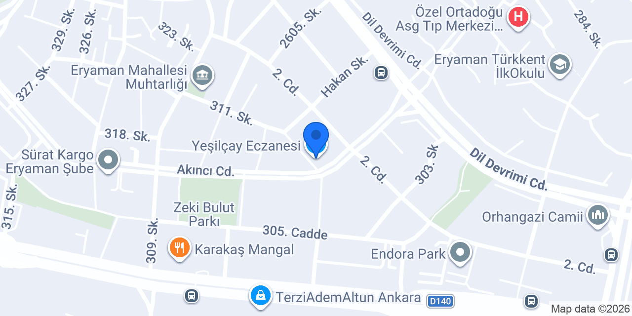 Yeşilçay Eczanesi konumu
