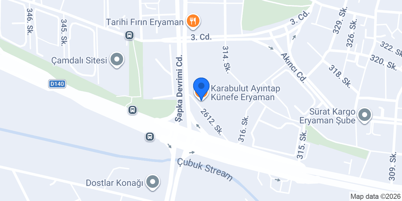 Karabulut Ayıntap Künefe Eryaman konumu