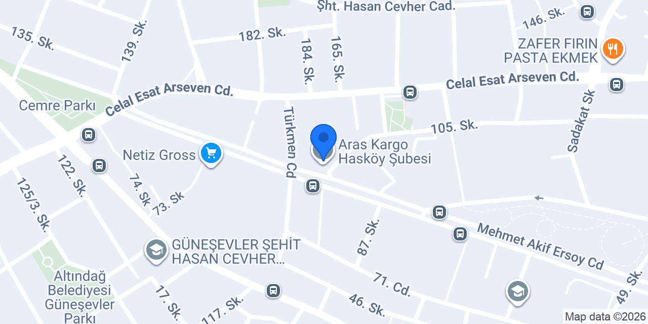 Aras Kargo Hasköy Şubesi konumu