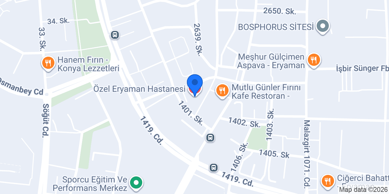 Özel Eryaman Hastanesi konumu