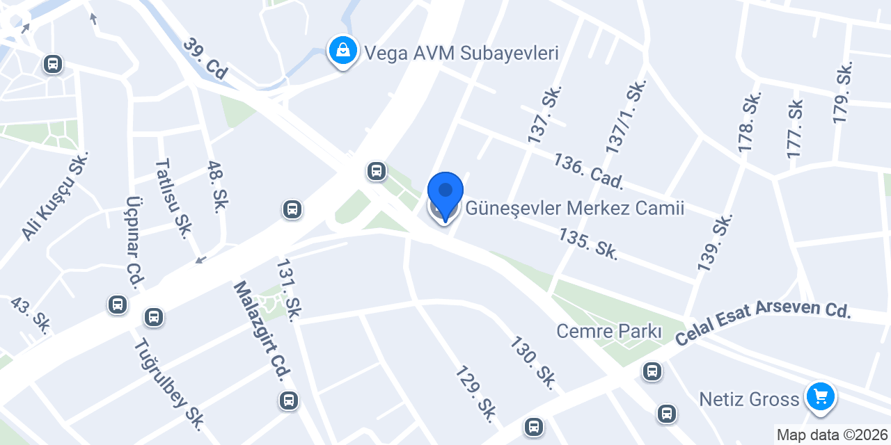 Güneşevler Merkez Camii konumu