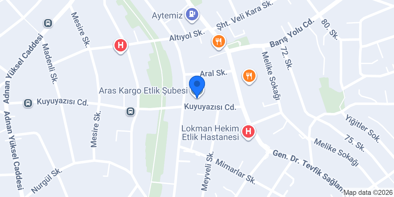 Aras Kargo Etlik Şubesi konumu