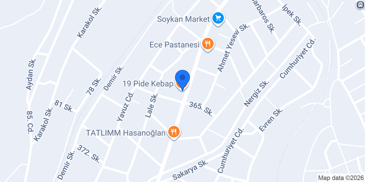 19 Pide Kebap konumu