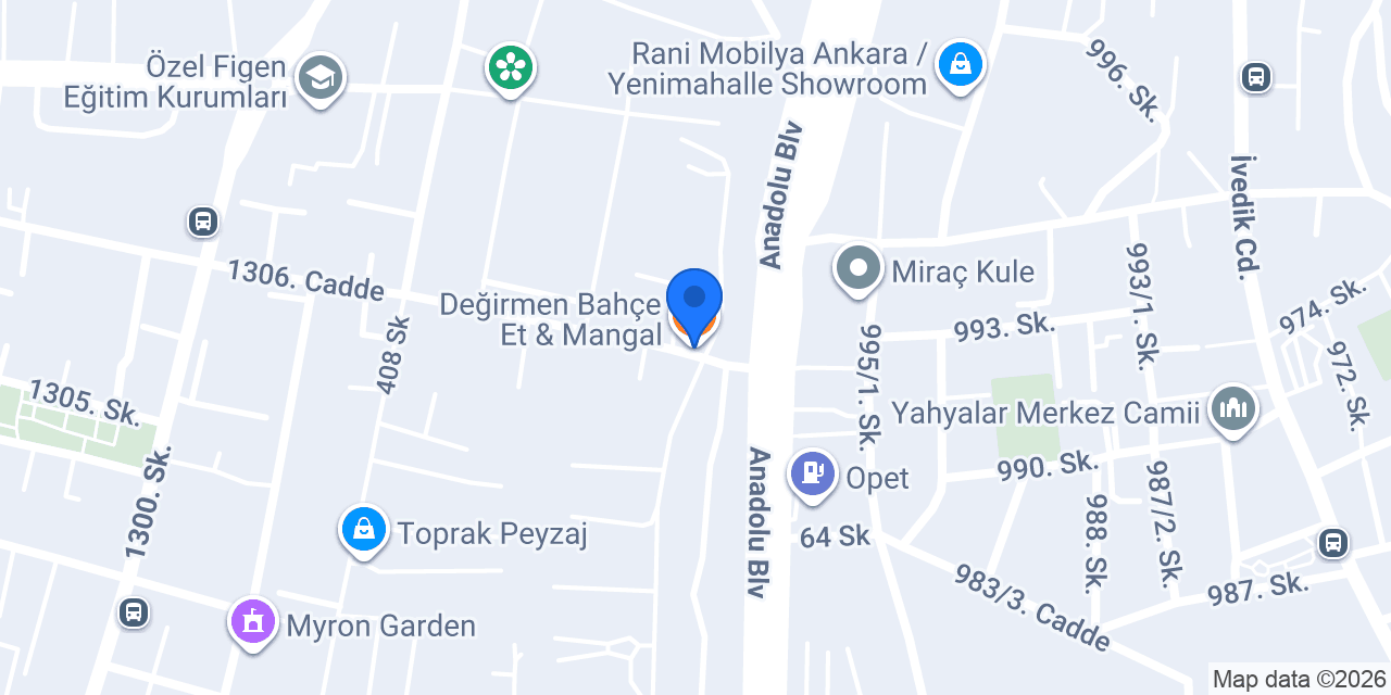 Değirmen Bahçe Et & Mangal konumu