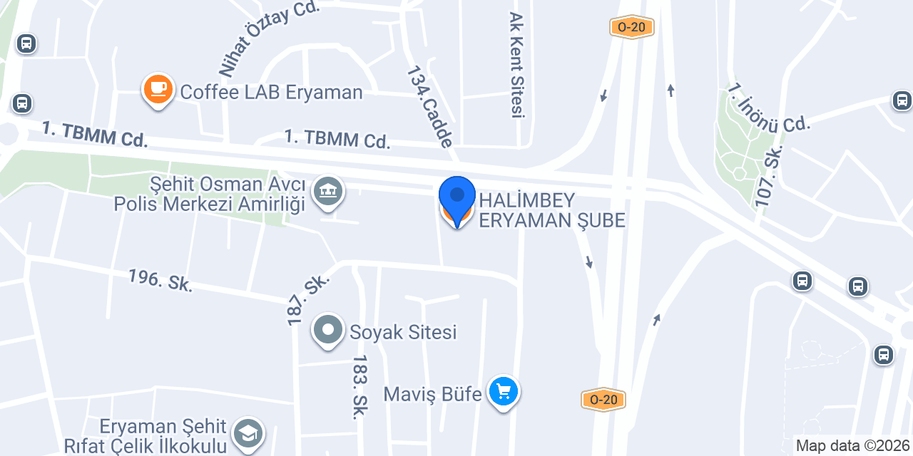 HALİMBEY ERYAMAN ŞUBE konumu