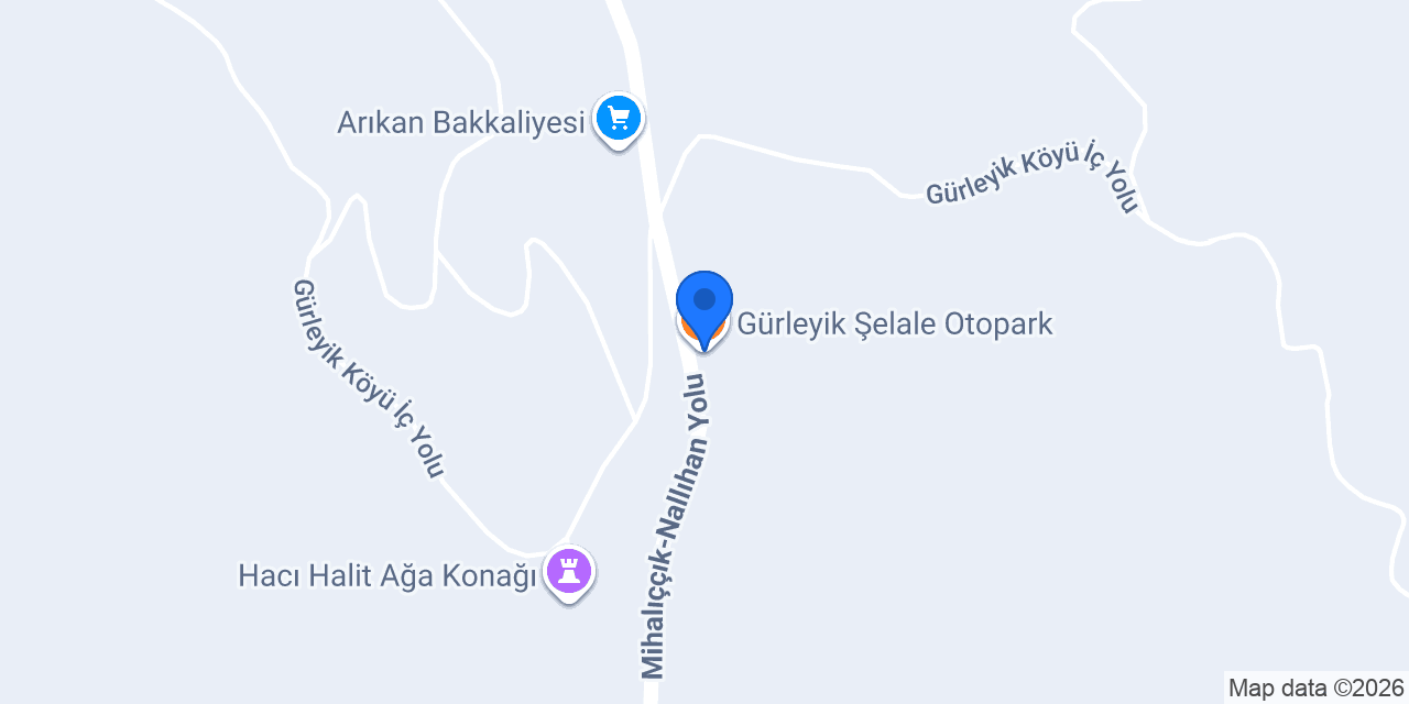 Gürleyik Şelale Otopark konumu