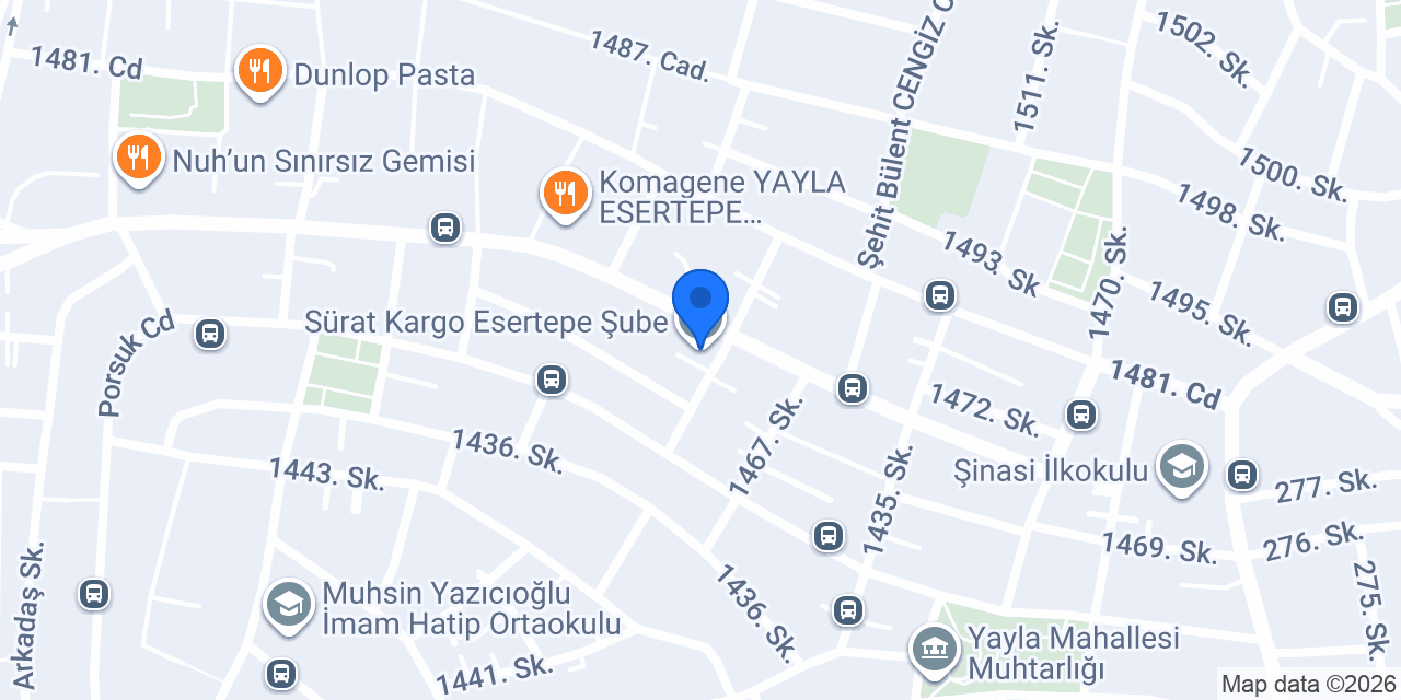 Sürat Kargo Esertepe Şube konumu