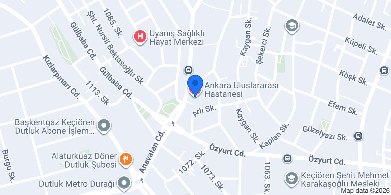 Ankara Uluslararası Hastanesi konumu