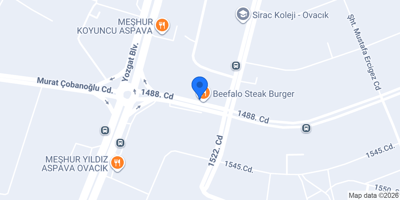 Baklavacı Cuma Usta Ovacık konumu