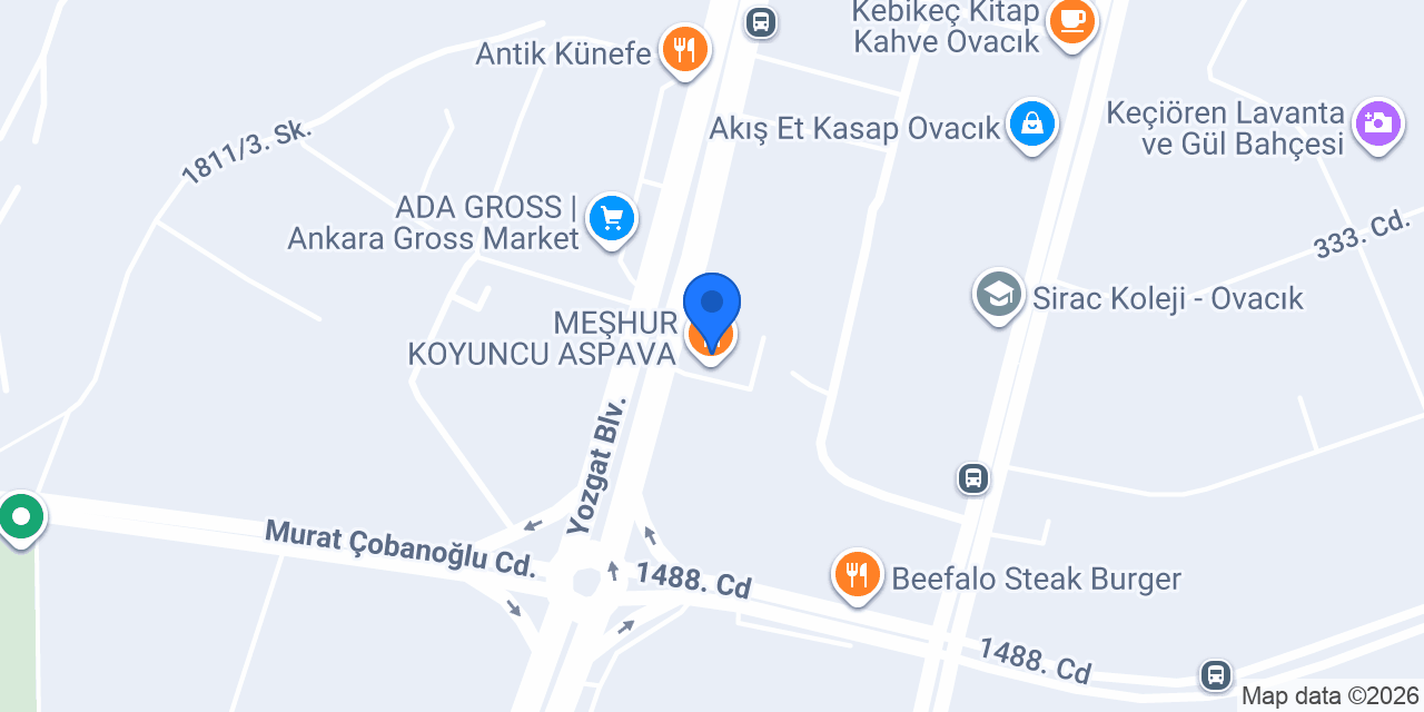 Halkbank Ankara Ovacık Şubesi konumu