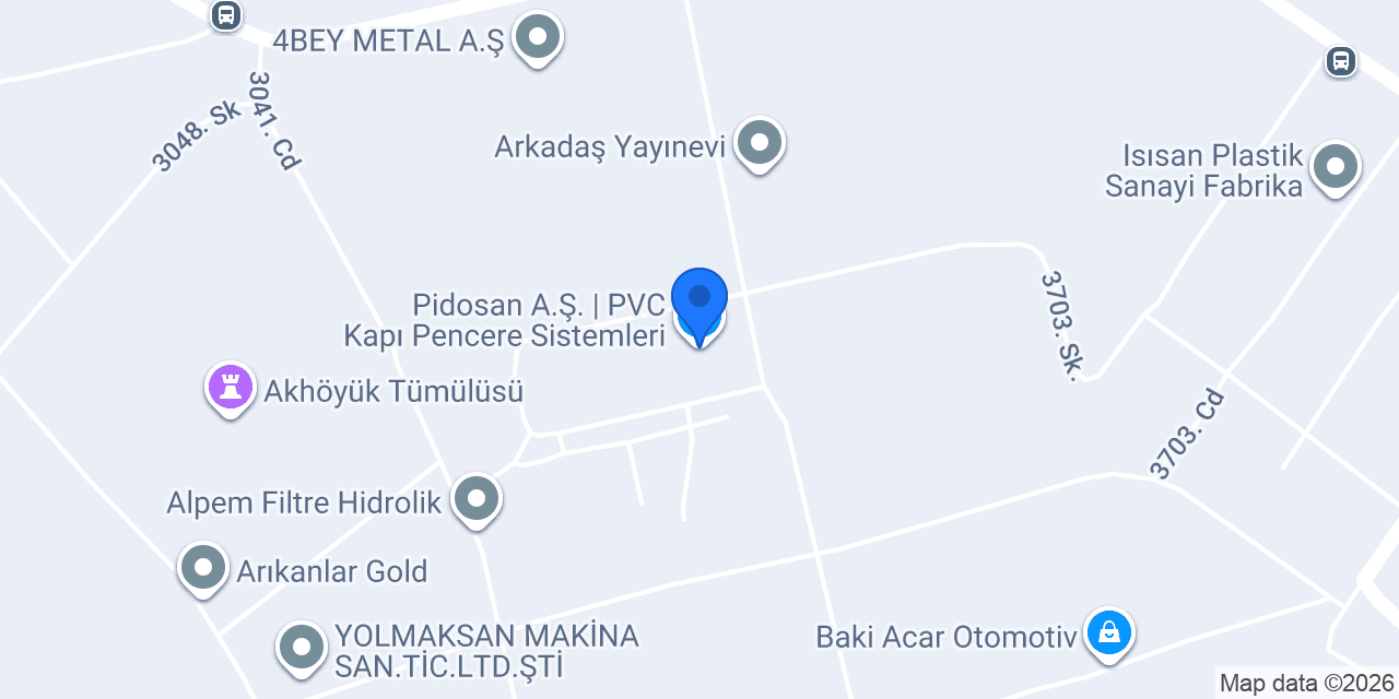 Pidosan A.Ş. | PVC Kapı Pencere Sistemleri konumu