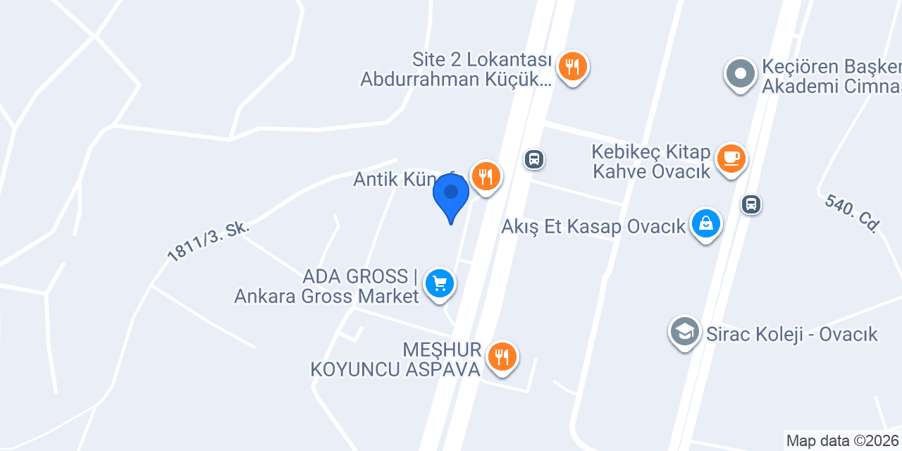 Mama's Burger Ovacık konumu