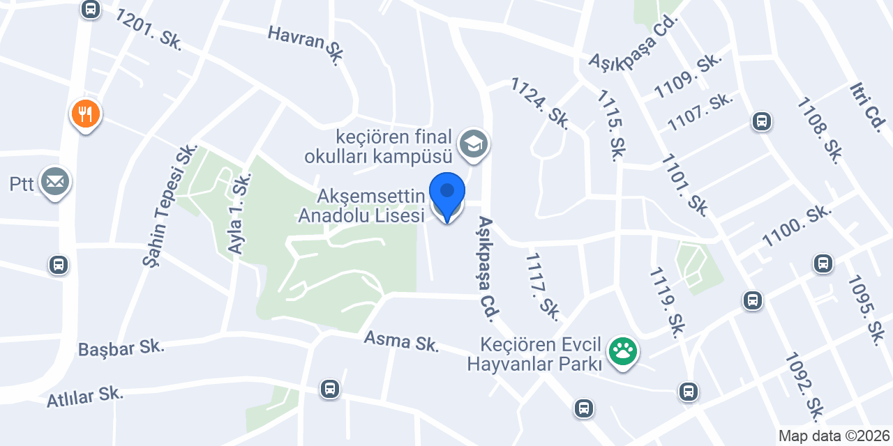 Akşemsettin Anadolu Lisesi konumu