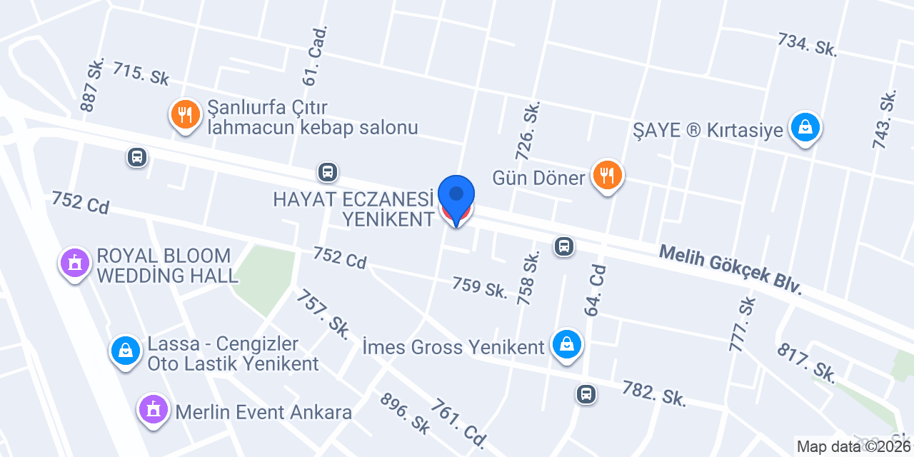 HAYAT ECZANESİ YENİKENT konumu