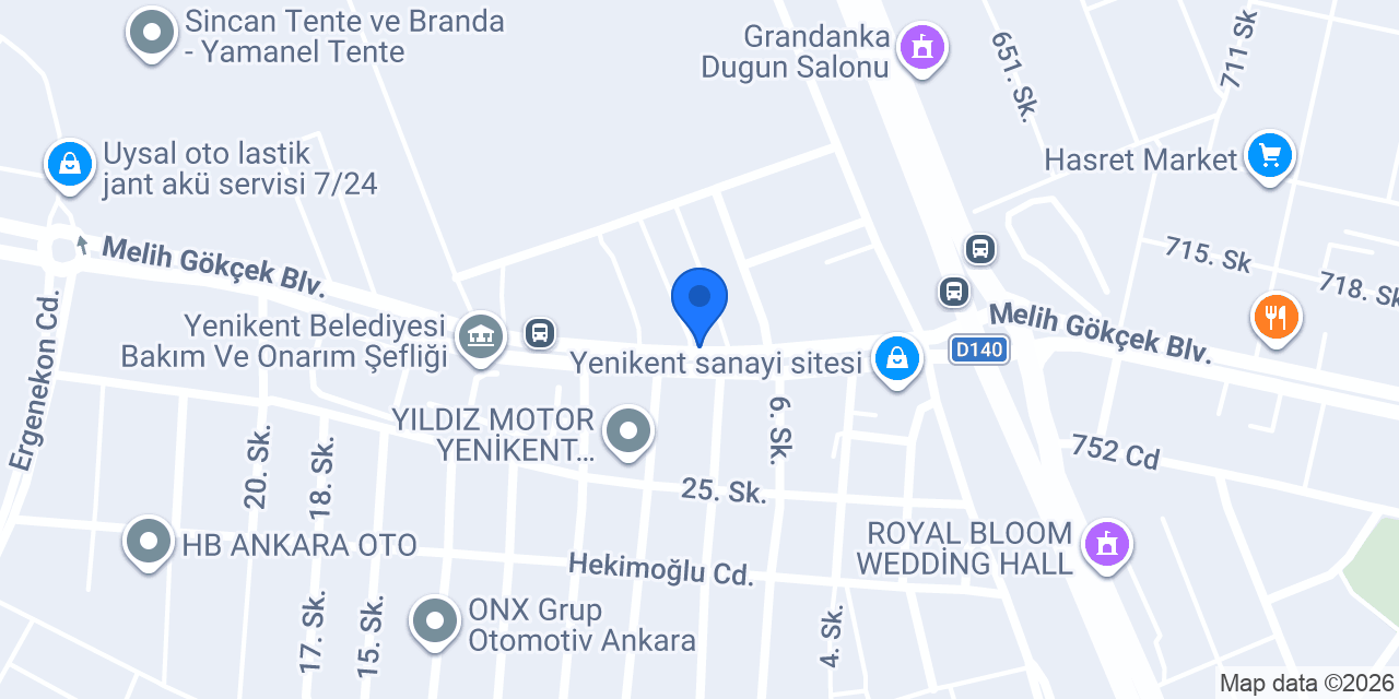 Eryıldız Oto Galeri Yenikent konumu