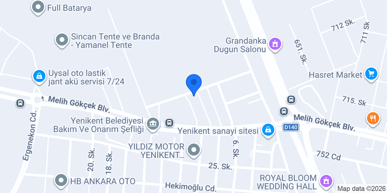 ARIBAŞ AUTO SİNCAN YENİKENT konumu