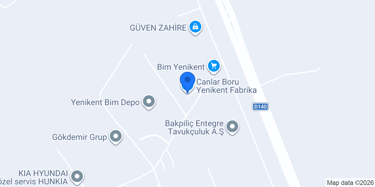 Canlar Boru Yenikent Fabrika konumu