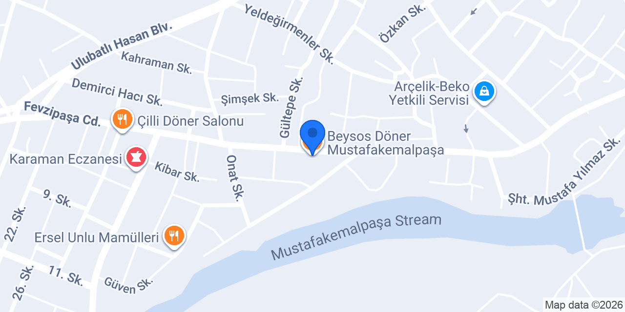 Beysos Döner Mustafakemalpaşa konumu