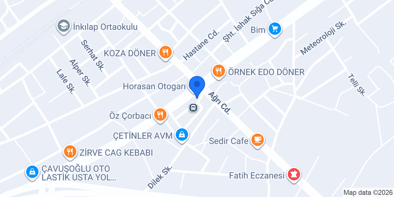 Horasan otogar taksi konumu