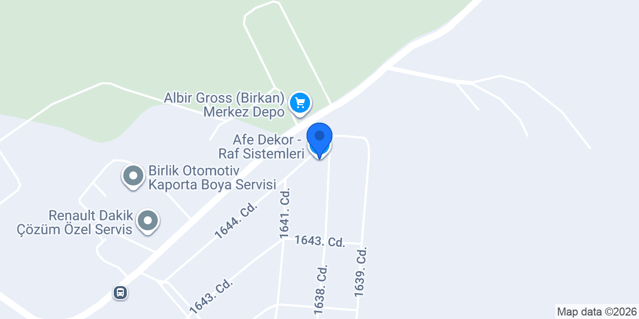 Afe Dekor - Raf Sistemleri konumu