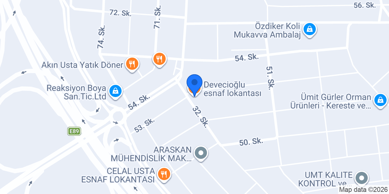 Devecioğlu esnaf lokantası konumu