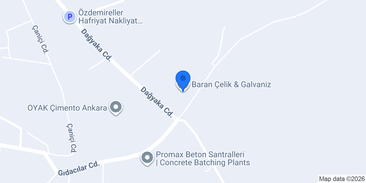 Baran Çelik & Galvaniz konumu