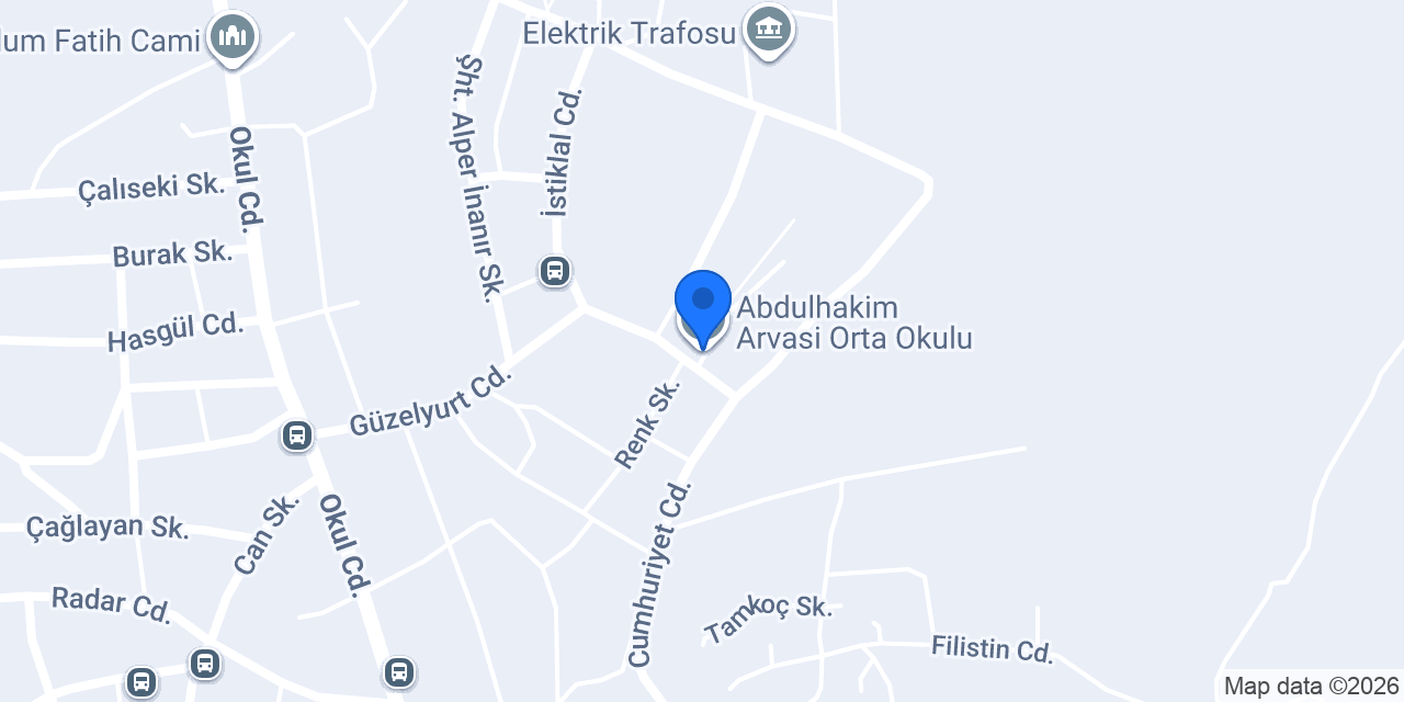 Abdulhakim Arvasi Orta Okulu konumu