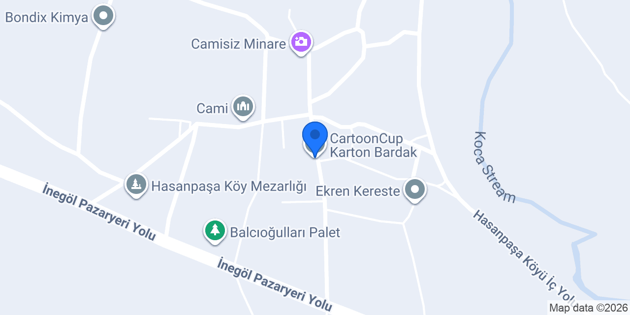 CartoonCup Karton Bardak konumu