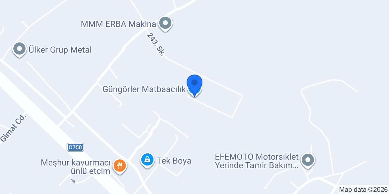 Güngörler Matbaacılık konumu