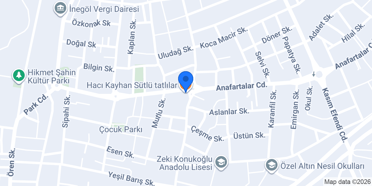 Hacı Kayhan Sütlü tatlılar konumu