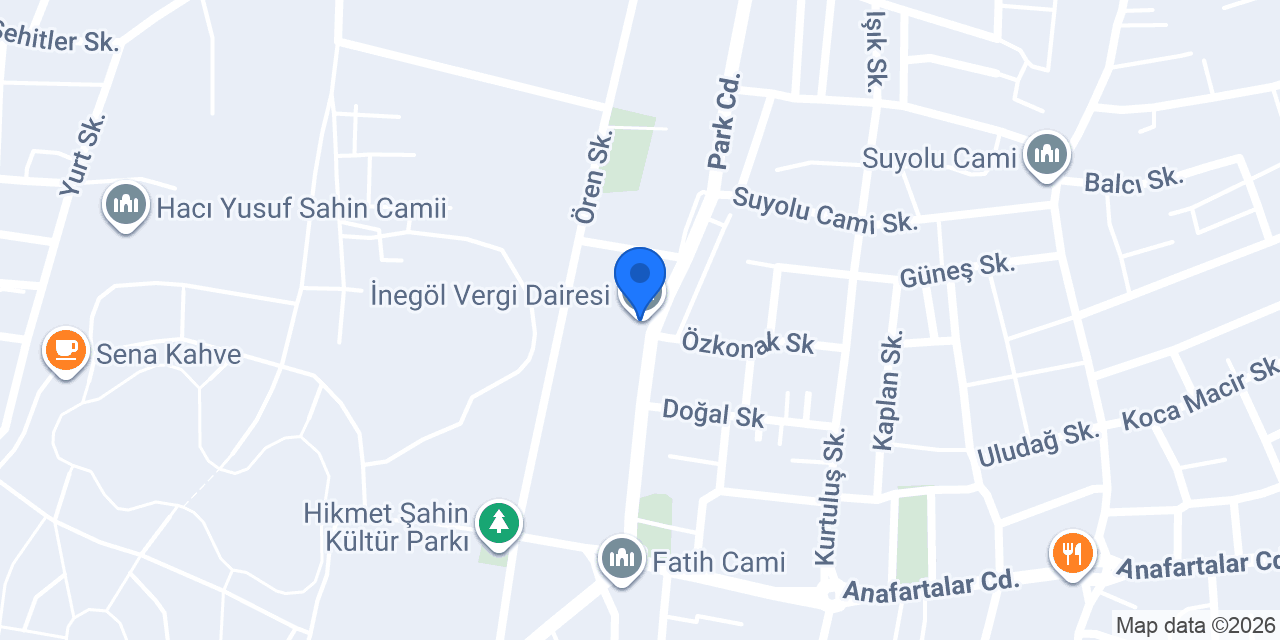 İnegöl Vergi Dairesi konumu