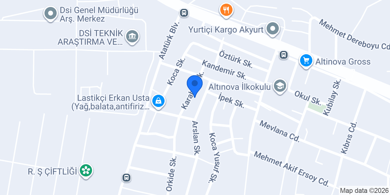 Pınar oto lastik konumu