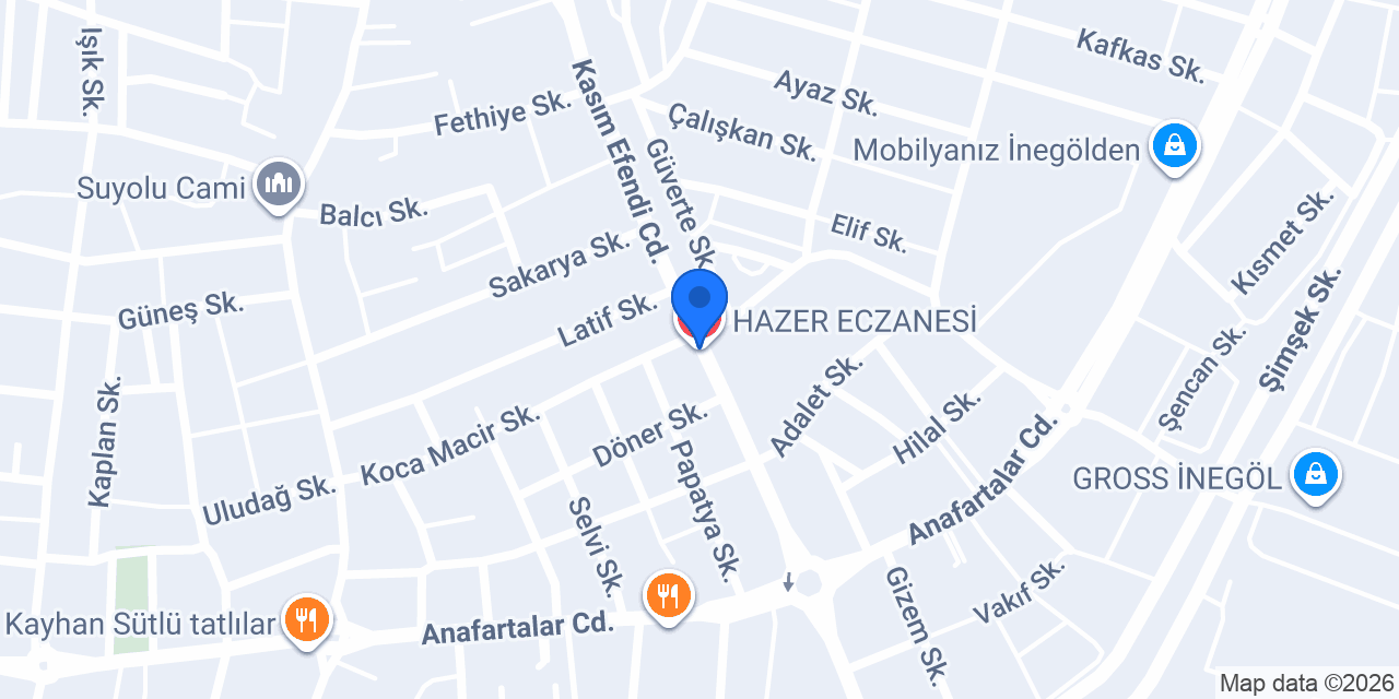 HAZER ECZANESİ konumu
