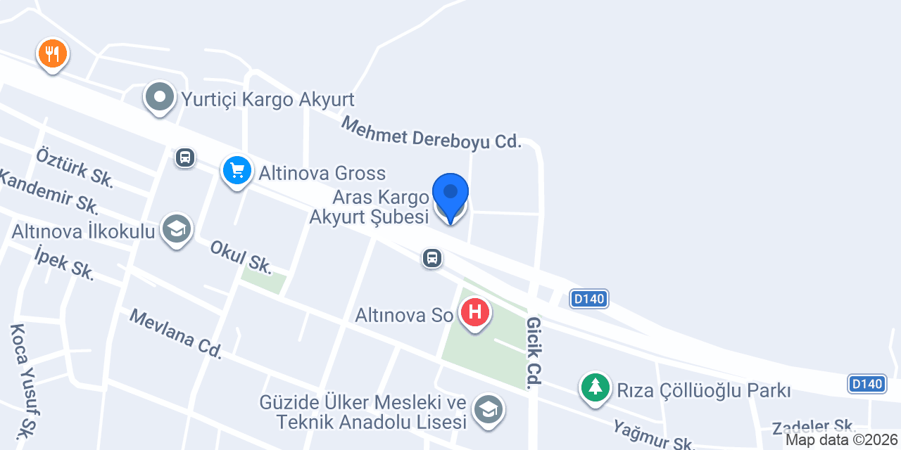 Aras Kargo Akyurt Şubesi konumu