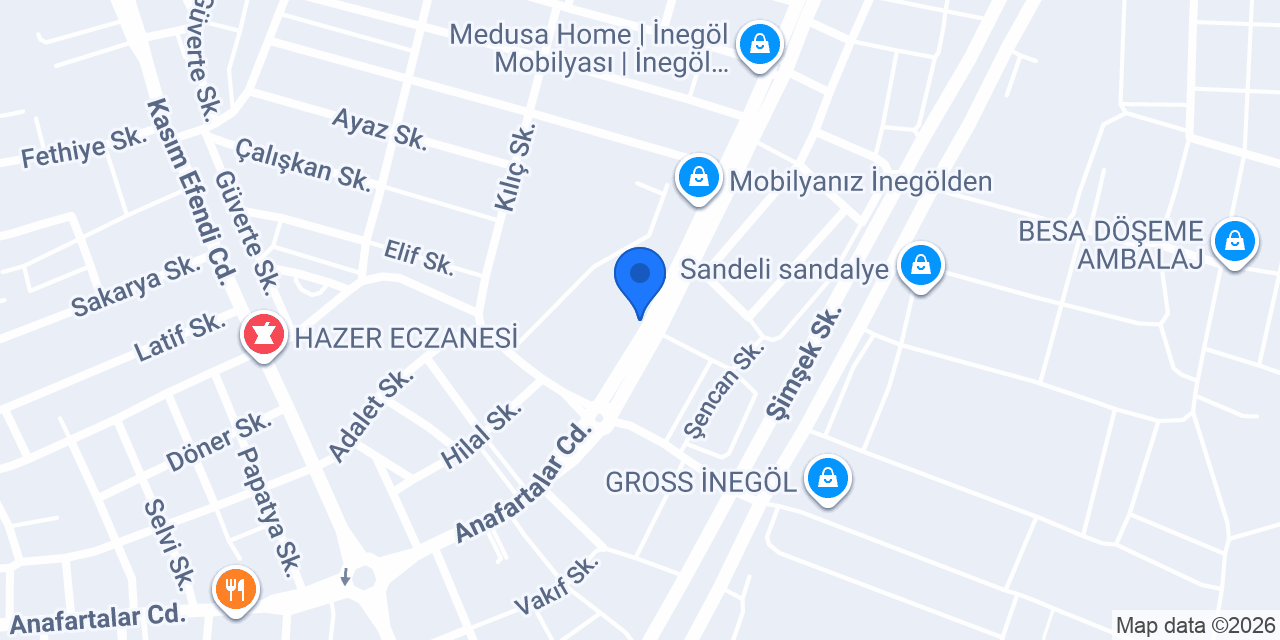 Kulp Dünyası İnegöl konumu