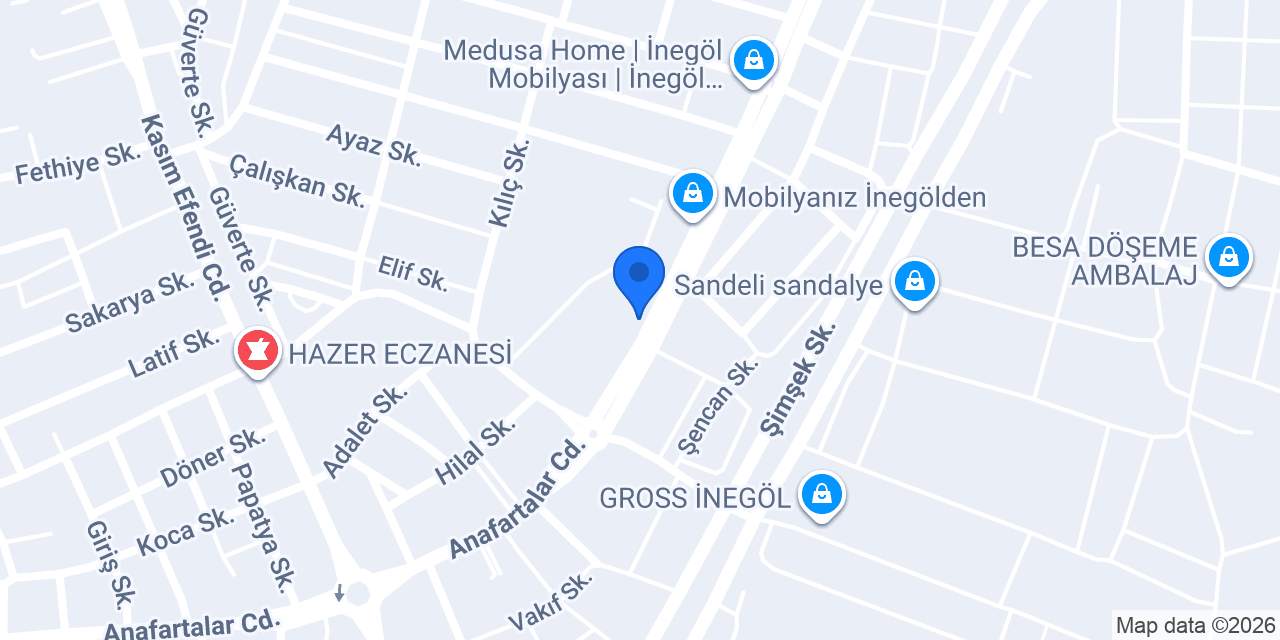 İnegöl Mobilya Vadi konumu