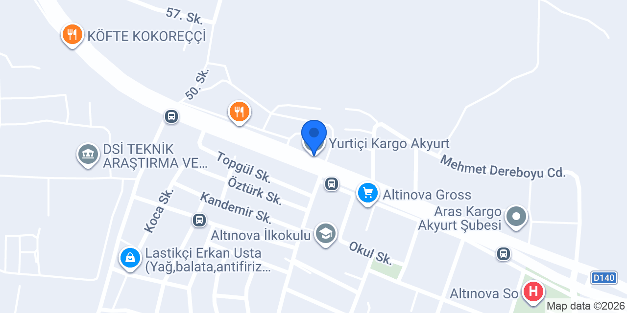 Yurtiçi Kargo Akyurt konumu